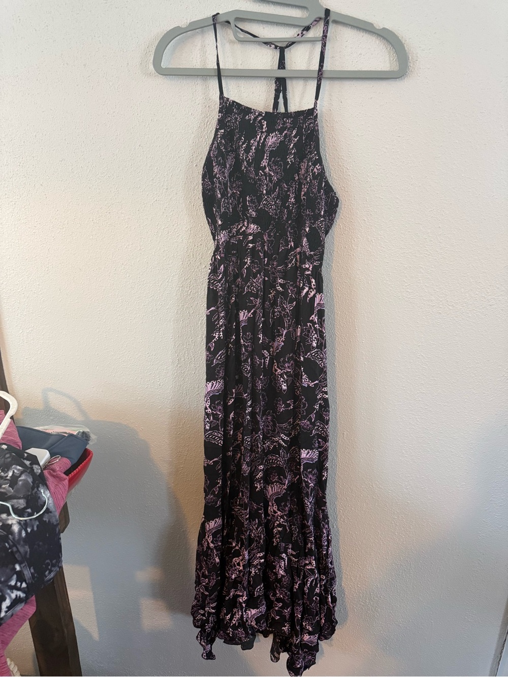(Xs) Intimately free people Sleeveless Black & Lilac Floral Maxi Dress